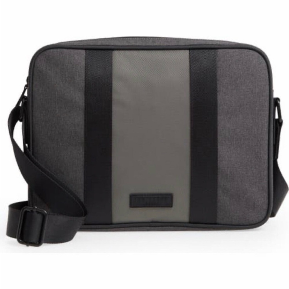 Ted Baker London Spiner Messenger Bag Men Unisex Grey Black